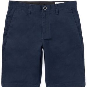 Blue Flat Front Shorts with Casual Style and Standard Length